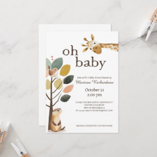 Oh Baby Safari Animals Baby Shower Invitation