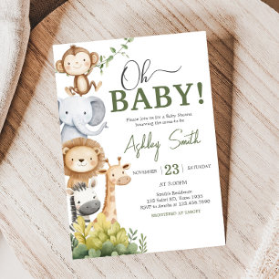 Oh Baby Safari Animals Baby Shower Invitation