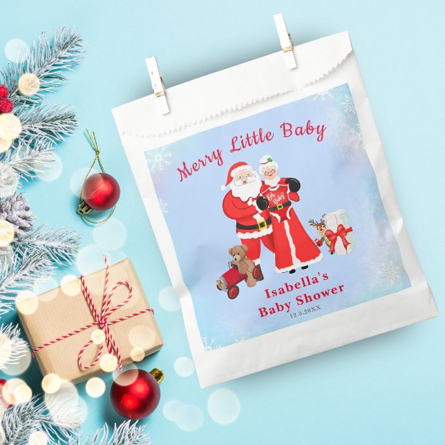 Oh Baby Santa & Mrs. Claus Baby Shower Favour Bag (Ignite baby shower magic with our Santa-themed favor bag, combining joy and anticipation effortless.)