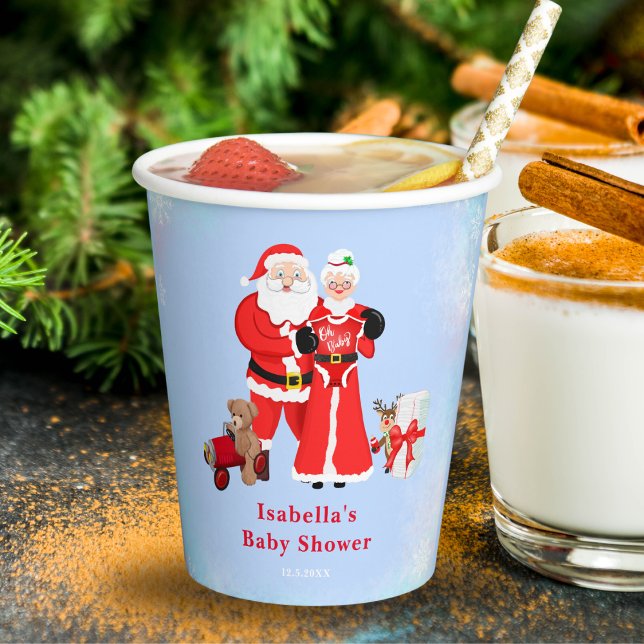Oh Baby Santa & Mrs. Claus Baby Shower Paper Cups (Level up celebrations with Santa & Mrs. Claus party cups – pure delight!
)