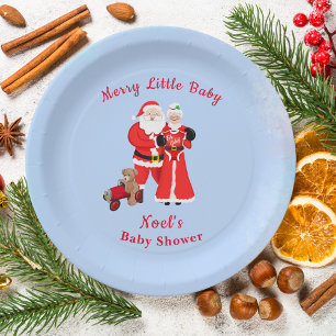 Oh Baby Santa & Mrs. Claus Baby Shower Paper Plate