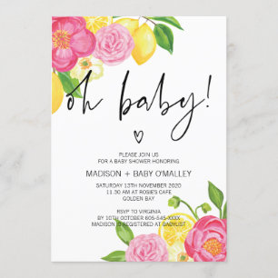 Oh Baby Shower Baby Girl Summer Floral Party Invitation