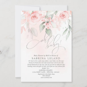 Oh Baby! Shower by Mail Vintage Blush Pink Roses Invitation
