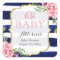 Oh Baby Shower Cute Pink Floral Navy Blue Stripes