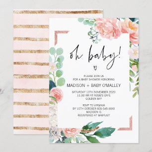 Oh Baby Shower Gender Neutral Baby Bash Florals Invitation