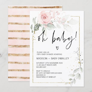 Oh Baby Shower Gender Neutral Baby Bash Florals Invitation