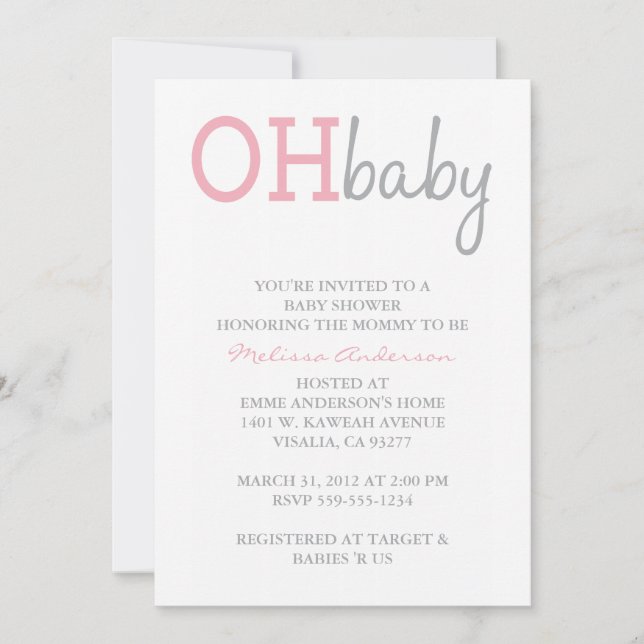 Oh Baby Shower Invitation (Front)