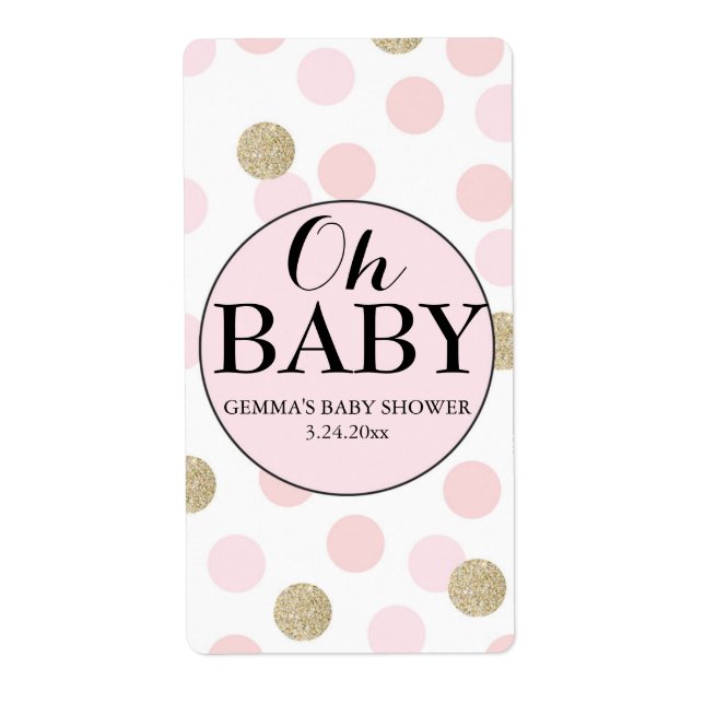 Oh Baby Shower Mini Wine Label Girl Vertical (Front)