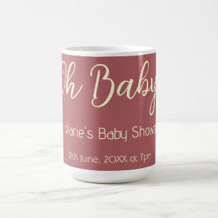oh baby shower name date maron simple minimal tren coffee mug