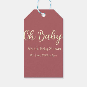 oh baby shower name date maron simple minimal tren gift tags