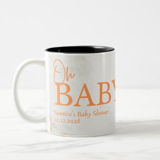oh baby shower photo mug. Two-Tone coffee mug