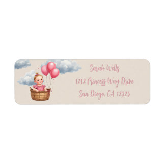 Oh Baby Shower Pink Return Address Label