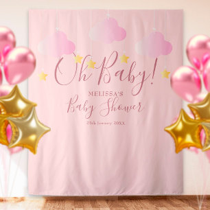 Oh Baby Shower Pretty Pink Photo Booth Backdrop Tapestry