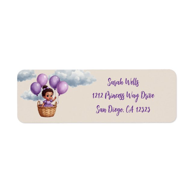 Oh Baby Shower Purple Return Address Label (Front)