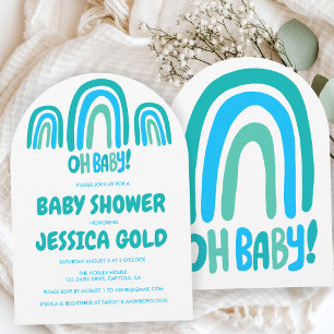 OH BABY SHOWER Sweet Blue Rainbow CUSTOM Arch Invitation