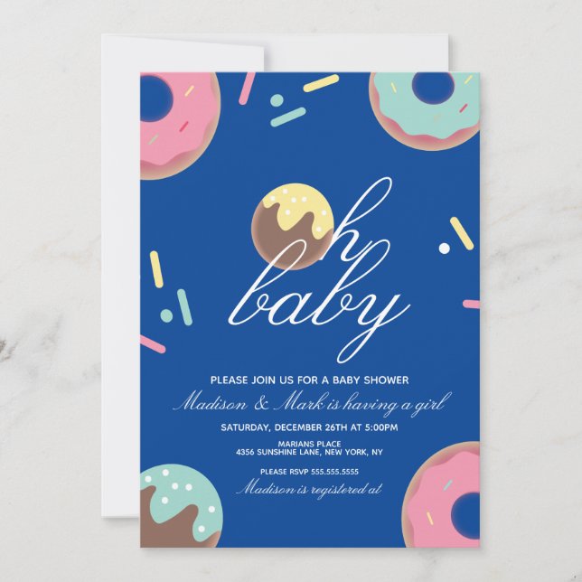 Oh Baby Shower Sweet Cake Pop Doughnut Invitation (Front)