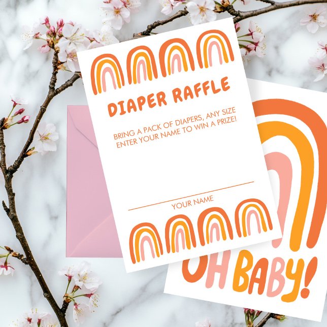 OH BABY SHOWER Sweet Orange Rainbow CUSTOM Enclosure Card (OH BABY SHOWER Sweet Orange Rainbow CUSTOM Enclosure Card Diaper Raffle
)