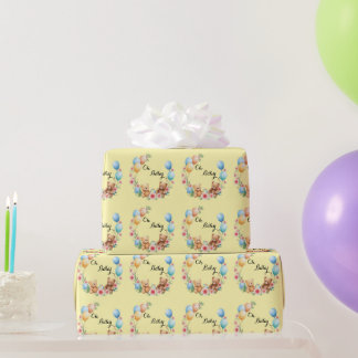 Oh Baby shower teddies & balloons Wrapping Paper