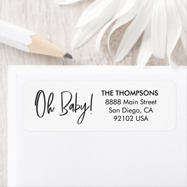 Oh Baby Shower Thank you Script Return address Label (Insitu)