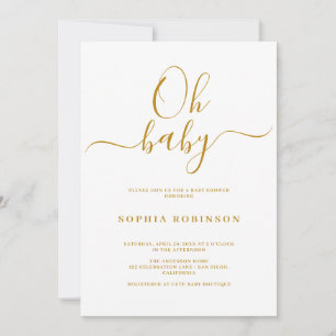 Oh Baby Simple Minimalist Baby Shower Invitation