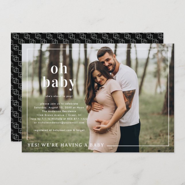 Oh Baby | Simple Photo Baby Shower Invitation (Front/Back)