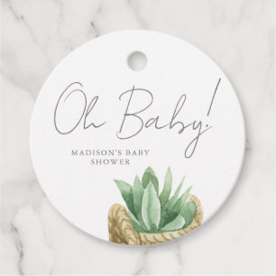 Oh Baby Simple Succulent Baby Shower Favour Tags