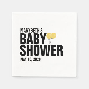 Oh Baby Simple Yellow Balloon Baby Shower Napkin