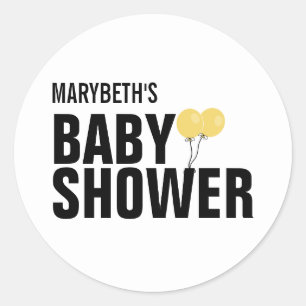 Oh Baby Simple Yellow Balloon Baby Shower Sticker