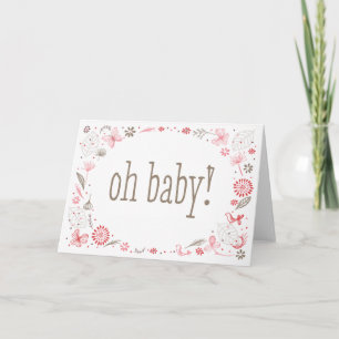 Oh Baby Softly Blooming Pink Nature Bouquet Thank You Card