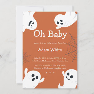 Oh Baby Spooky Ghost Halloween Fall Baby Shower Invitation