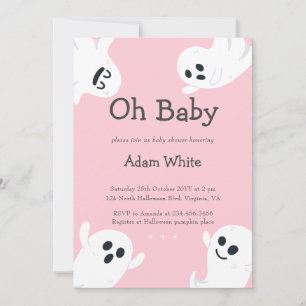 Oh Baby Spooky Ghost Halloween Fall Baby Shower Invitation