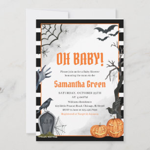 Oh Baby Spooky Halloween Baby Shower Invitation