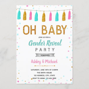 Oh baby sprinkle gender reveal party invitation