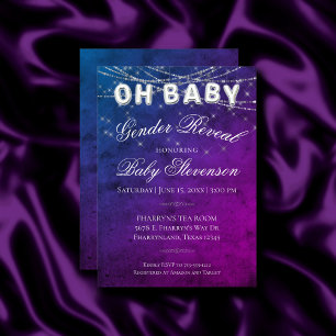 Oh Baby String Light   Purple Ombre Baby Balloon Invitation