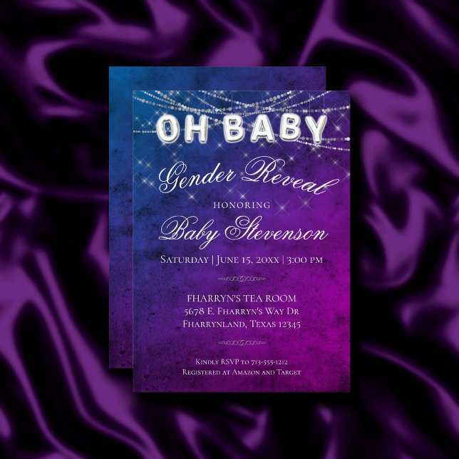 Oh Baby String Light | Purple Ombre Baby Balloon Invitation (Creator Uploaded)
