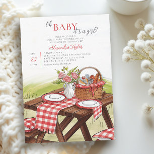 Oh Baby Summer Picnic Park Fun Cute Girl Shower Invitation