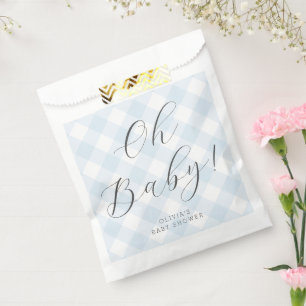 Oh Baby! Sweet Baby Blue Gingham Baby Shower Favour Bag