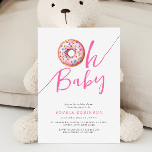 Oh Baby Sweet Donuts Minimalist Girl Baby Shower Invitation