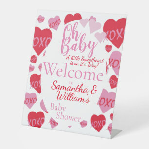 Oh Baby Sweetheart Baby Shower White Welcome Pedestal Sign