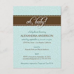 Oh, Baby! Swirly Baby Shower Invitation (blue)