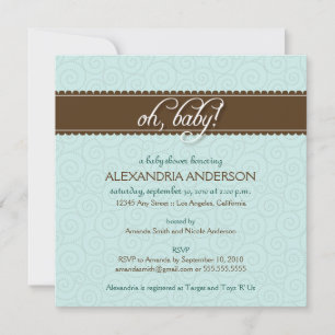 Oh, Baby! Swirly Baby Shower Invitation (blue)