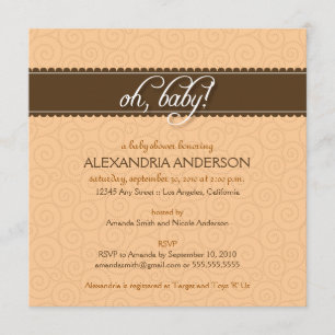 Oh, Baby! Swirly Baby Shower Invitation (peach)