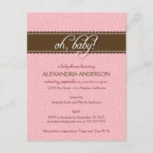 Oh, Baby! Swirly Baby Shower Invitation (pink)