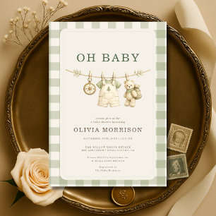 Oh Baby Teddy Bear Woodland Baby Shower Invitation