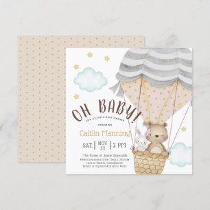 Oh Baby Teddy Bear Woodland Neutral Baby Shower Invitation
