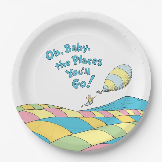 Oh, Baby, the Places You'll Go Baby Shower Paper Plate (Front)