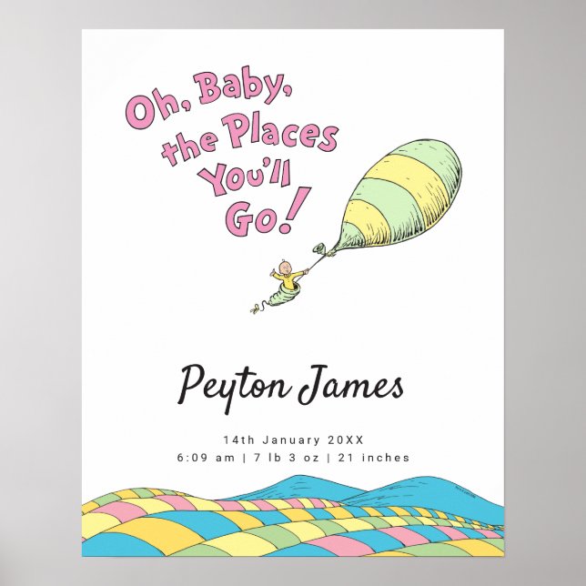 Oh, Baby, the Places You'll Go! Birth Stats Poster (Front)