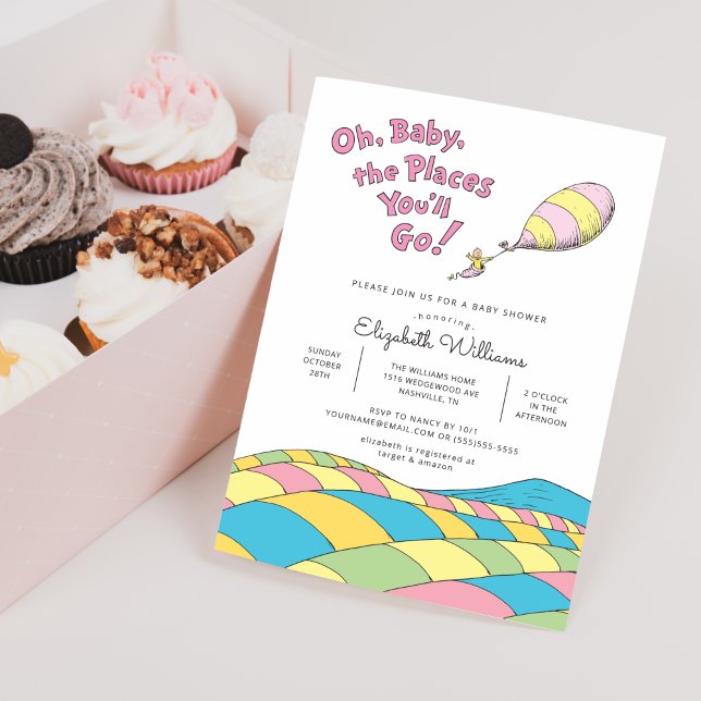 Oh, Baby, the Places You'll Go Girl Baby Shower Invitation (Creator Uploaded)