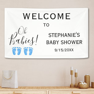 Oh Baby Twin Boys' Baby Shower Welcome Banner