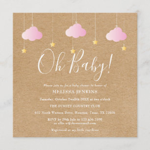 Oh Baby Twinkle Twinkle Baby Girl Shower Rustic Invitation